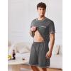 imageEkouaer Mens Pajamas Set Casual Short Sleeve Shirts and Shorts Soft 2 Piece Loungewear With PocketsDark Grey