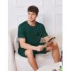 imageEkouaer Mens Pajamas Set Casual Short Sleeve Shirts and Shorts Soft 2 Piece Loungewear With PocketsGreen