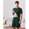 imageEkouaer Mens Pajamas Set Casual Short Sleeve Shirts and Shorts Soft 2 Piece Loungewear With PocketsGreen