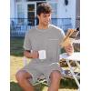 imageEkouaer Mens Pajamas Set Casual Short Sleeve Shirts and Shorts Soft 2 Piece Loungewear With PocketsLight Grey