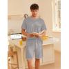 imageEkouaer Mens Pajamas Set Casual Short Sleeve Shirts and Shorts Soft 2 Piece Loungewear With PocketsLight Grey