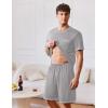 imageEkouaer Mens Pajamas Set Casual Short Sleeve Shirts and Shorts Soft 2 Piece Loungewear With PocketsLight Grey