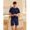 imageEkouaer Mens Pajamas Set Casual Short Sleeve Shirts and Shorts Soft 2 Piece Loungewear With PocketsNavy Blue