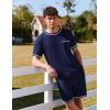 imageEkouaer Mens Pajamas Set Casual Short Sleeve Shirts and Shorts Soft 2 Piece Loungewear With PocketsNavy Blue