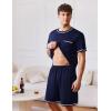 imageEkouaer Mens Pajamas Set Casual Short Sleeve Shirts and Shorts Soft 2 Piece Loungewear With PocketsNavy Blue