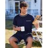 imageEkouaer Mens Pajamas Set Casual Short Sleeve Shirts and Shorts Soft 2 Piece Loungewear With PocketsNavy Blue