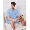 imageEkouaer Mens Pajamas Set Casual Short Sleeve Shirts and Shorts Soft 2 Piece Loungewear With PocketsSky Blue