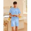 imageEkouaer Mens Pajamas Set Casual Short Sleeve Shirts and Shorts Soft 2 Piece Loungewear With PocketsSky Blue