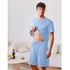 imageEkouaer Mens Pajamas Set Casual Short Sleeve Shirts and Shorts Soft 2 Piece Loungewear With PocketsSky Blue