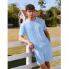 imageEkouaer Mens Pajamas Set Casual Short Sleeve Shirts and Shorts Soft 2 Piece Loungewear With PocketsSky Blue