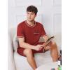 imageEkouaer Mens Pajamas Set Casual Short Sleeve Shirts and Shorts Soft 2 Piece Loungewear With PocketsWine Red