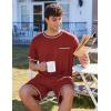 imageEkouaer Mens Pajamas Set Casual Short Sleeve Shirts and Shorts Soft 2 Piece Loungewear With PocketsWine Red