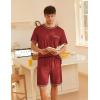 imageEkouaer Mens Pajamas Set Casual Short Sleeve Shirts and Shorts Soft 2 Piece Loungewear With PocketsWine Red
