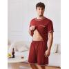 imageEkouaer Mens Pajamas Set Casual Short Sleeve Shirts and Shorts Soft 2 Piece Loungewear With PocketsWine Red