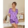 imageEkouaer Silk Pajamas for Women Short Sleeve Satin Sleepwear Soft 2 Piece Pjs Shorts Set LoungewearSXXLavender