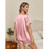 imageEkouaer Silk Pajamas for Women Short Sleeve Satin Sleepwear Soft 2 Piece Pjs Shorts Set LoungewearSXXLight Pink