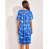 imageEkouaer Womens House Dress Floral Print Nightgown with Pockets Mumu DressBlue Leaf