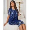 imageEkouaer Womens House Dress Floral Print Nightgown with Pockets Mumu DressBlue and White Flower