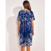 imageEkouaer Womens House Dress Floral Print Nightgown with Pockets Mumu DressBlue and White Flower
