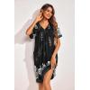 imageEkouaer Womens House Dress Floral Print Nightgown with Pockets Mumu DressFloral Black