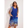 imageEkouaer Womens House Dress Floral Print Nightgown with Pockets Mumu DressNavy