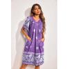imageEkouaer Womens House Dress Floral Print Nightgown with Pockets Mumu DressPurple