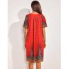 imageEkouaer Womens House Dress Floral Print Nightgown with Pockets Mumu DressRed Boho