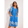 imageEkouaer Womens House Dress Floral Print Nightgown with Pockets Mumu DressSky Blue