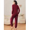 imageEkouaer Womens Pajamas 2 Piece Lounge Set Long Sleeve Top and Elastic Waist Pants Sweatsuits Casual Pjs with Pockets SXXLWine