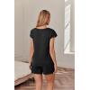 imageEkouaer Womens Pajamas Short Sleeve Summer Pj Set V Neck 2 Piece Loungewear Sleepwear SXXLBlack