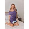 imageEkouaer Womens Pajamas Short Sleeve Summer Pj Set V Neck 2 Piece Loungewear Sleepwear SXXLBright Purple