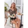 imageEkouaer Womens Pajamas Short Sleeve Summer Pj Set V Neck 2 Piece Loungewear Sleepwear SXXLBrown