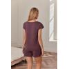 imageEkouaer Womens Pajamas Short Sleeve Summer Pj Set V Neck 2 Piece Loungewear Sleepwear SXXLBurgundy