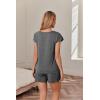 imageEkouaer Womens Pajamas Short Sleeve Summer Pj Set V Neck 2 Piece Loungewear Sleepwear SXXLCharcoal Gray