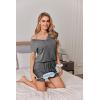 imageEkouaer Womens Pajamas Short Sleeve Summer Pj Set V Neck 2 Piece Loungewear Sleepwear SXXLCharcoal Gray