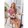 imageEkouaer Womens Pajamas Short Sleeve Summer Pj Set V Neck 2 Piece Loungewear Sleepwear SXXLDark Red