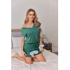 imageEkouaer Womens Pajamas Short Sleeve Summer Pj Set V Neck 2 Piece Loungewear Sleepwear SXXLGreen