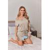 imageEkouaer Womens Pajamas Short Sleeve Summer Pj Set V Neck 2 Piece Loungewear Sleepwear SXXLKhaki
