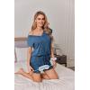 imageEkouaer Womens Pajamas Short Sleeve Summer Pj Set V Neck 2 Piece Loungewear Sleepwear SXXLNautical Blue
