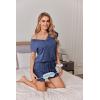 imageEkouaer Womens Pajamas Short Sleeve Summer Pj Set V Neck 2 Piece Loungewear Sleepwear SXXLNavy Blue