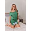 imageEkouaer Womens Pajamas Short Sleeve Summer Pj Set V Neck 2 Piece Loungewear Sleepwear SXXLOasis Green