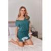 imageEkouaer Womens Pajamas Short Sleeve Summer Pj Set V Neck 2 Piece Loungewear Sleepwear SXXLTeal