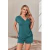 imageEkouaer Womens Pajamas Short Sleeve Summer Pj Set V Neck 2 Piece Loungewear Sleepwear SXXLTeal