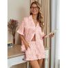 imageEkouaer Womens Satin Pajamas Cute Ruffle Sleeve Printed Sleepwear Button Down Silk Pjs SetCoffee Pink Leopard
