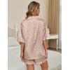 imageEkouaer Womens Satin Pajamas Cute Ruffle Sleeve Printed Sleepwear Button Down Silk Pjs SetKhaki Leopard