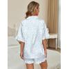 imageEkouaer Womens Satin Pajamas Cute Ruffle Sleeve Printed Sleepwear Button Down Silk Pjs SetLight Blue Leopard