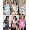 imageEkouaer Womens Satin Pajamas Cute Ruffle Sleeve Printed Sleepwear Button Down Silk Pjs SetLight Pink Leopard