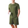 imageEkouaer Mens Pajamas Set Casual Short Sleeve Shirts and Shorts Soft 2 Piece Loungewear With PocketsArmy Green