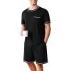 imageEkouaer Mens Pajamas Set Casual Short Sleeve Shirts and Shorts Soft 2 Piece Loungewear With PocketsBlack