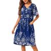 imageEkouaer Womens House Dress Floral Print Nightgown with Pockets Mumu DressBlue and White Flower